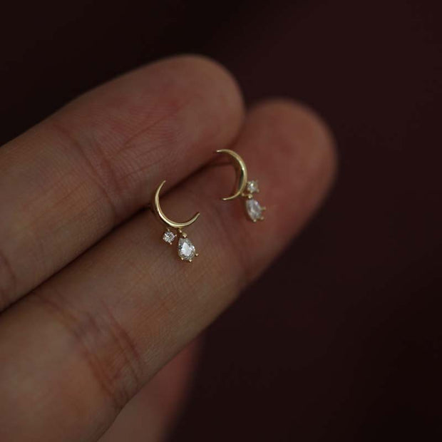 925 Sterling Silver Mini Moon Earrings