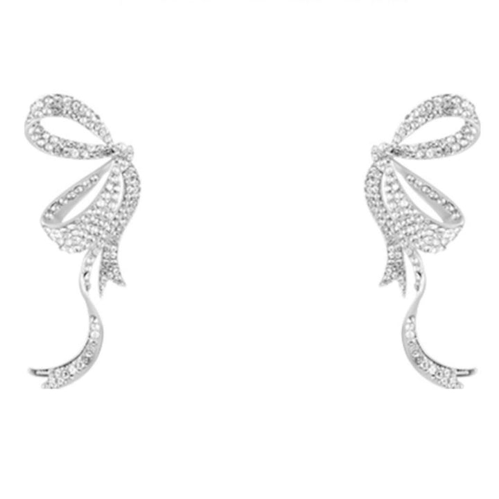 Bow Ribbon Zirconia Earrings