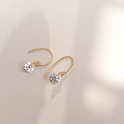 Round Zirconia Diamond 14K Gold-Packed Earrings