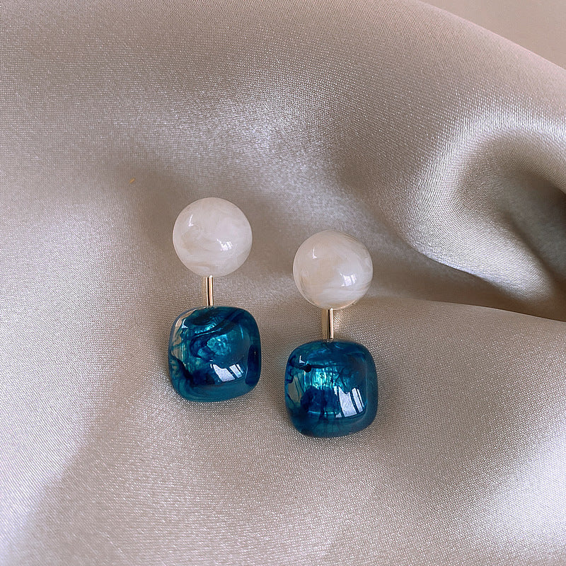 Glazed Misty Blue Chic Earrings
