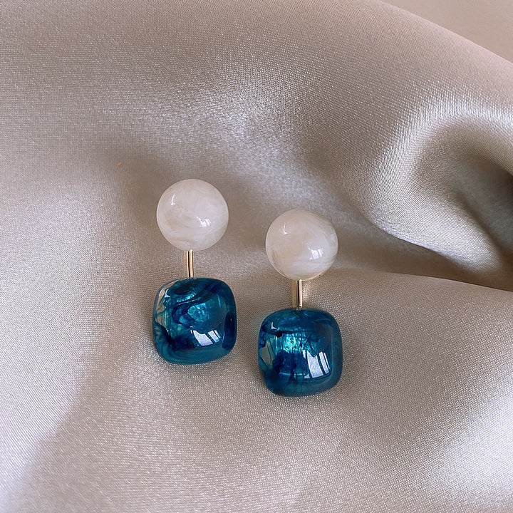 Glazed Misty Blue Chic Earrings