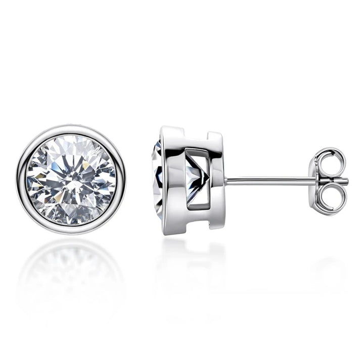 Bezel Moissanite Stud Earrings