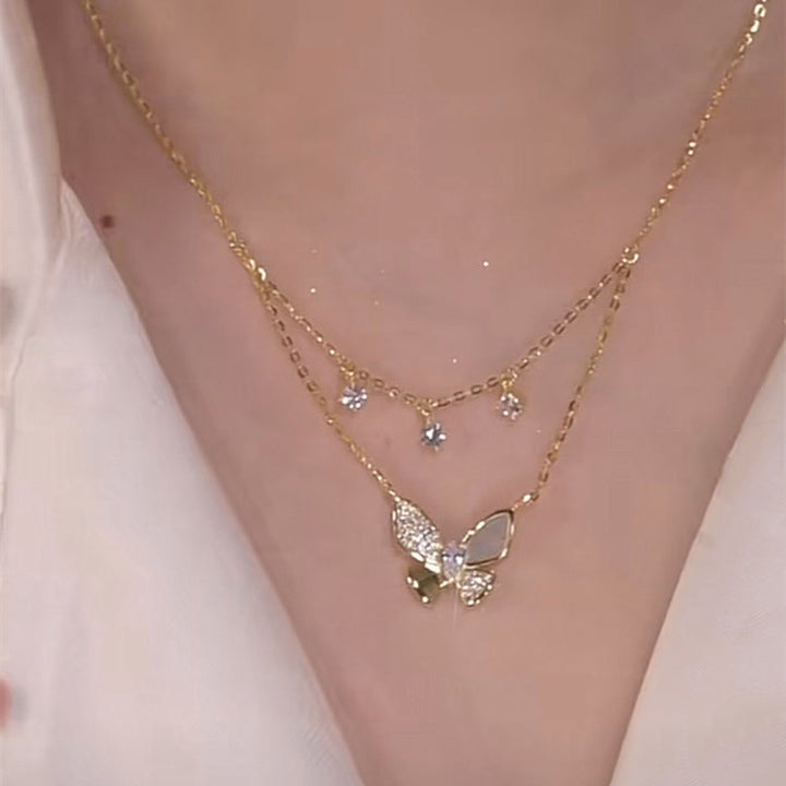 Double Butterfly Zirconia Necklace
