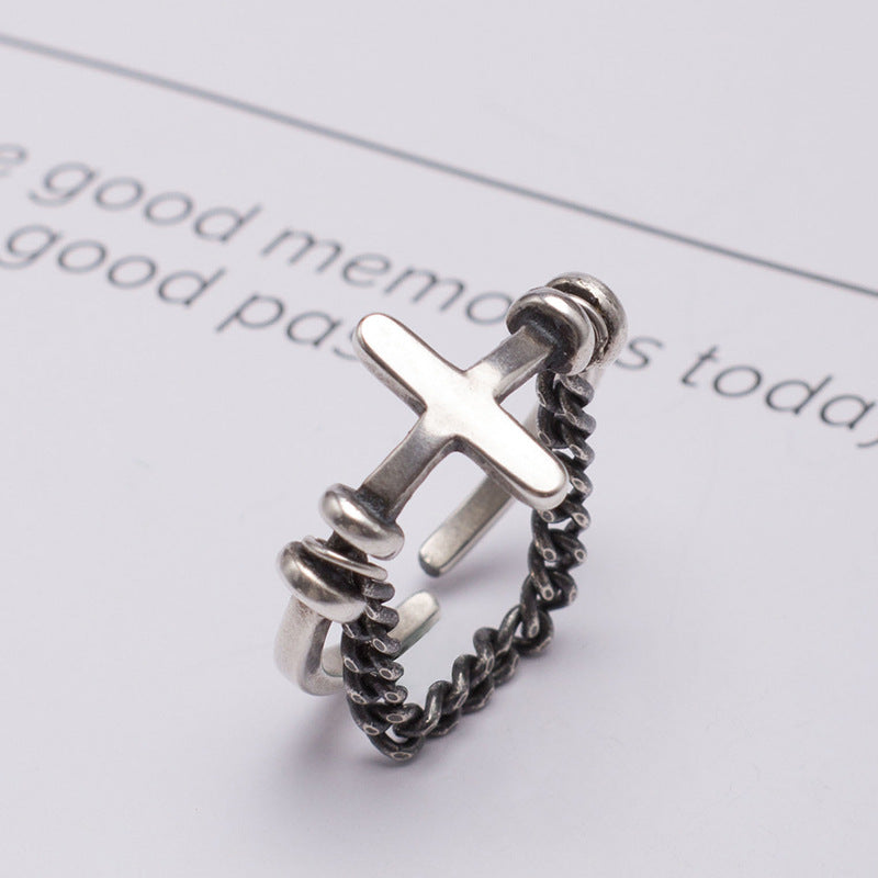 Chain cross925 Sterling Silver  Ring