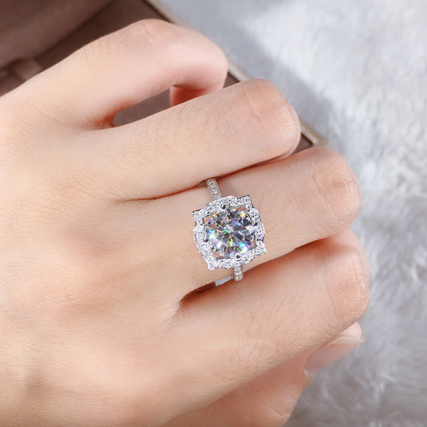 Moissanite 925 Silver Square Ring