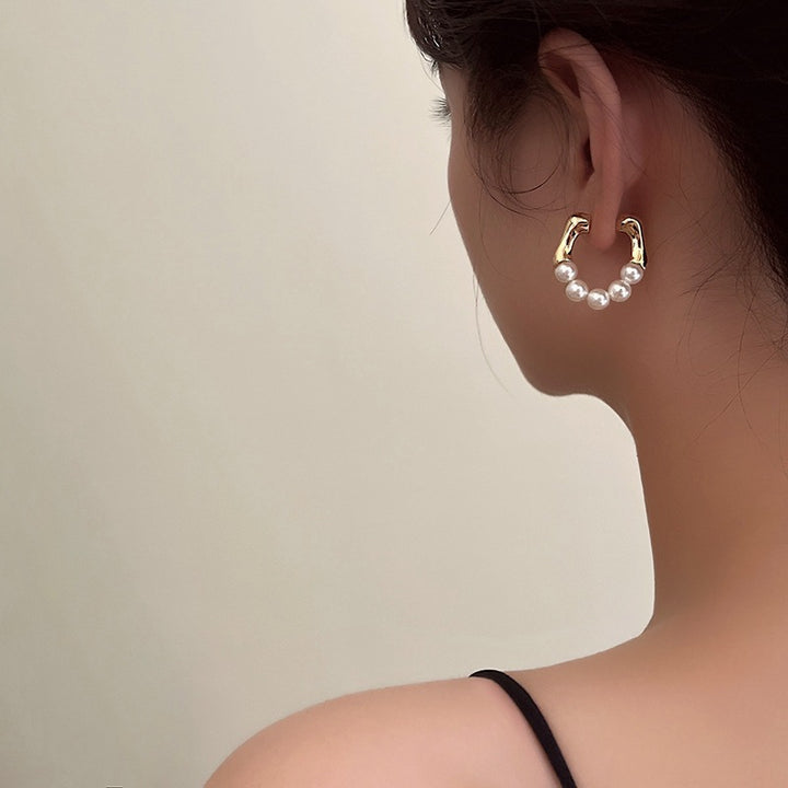 Pearl Circle Hoop Earrings