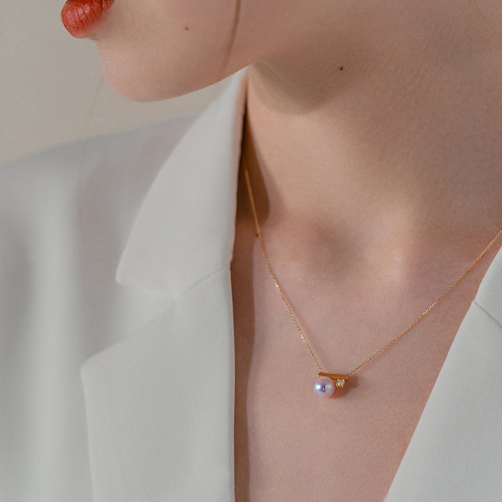 s925 Sterling Silver "Balance Wood Pearl" Necklace