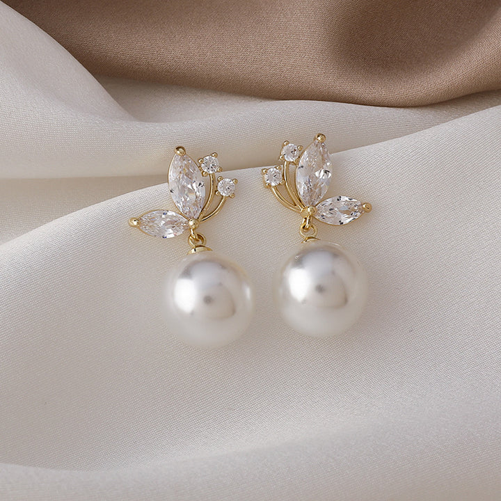 Crystal Butterfly & Pearl Earrings