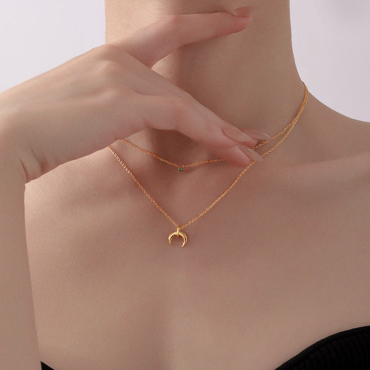 Green Diamond Crescent Double Stacked Chain