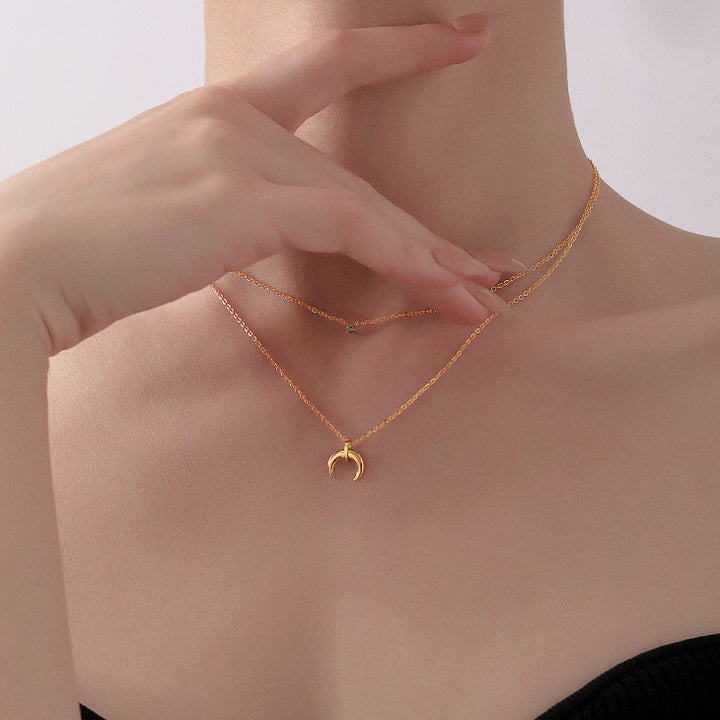 Green Diamond Crescent Double Stacked Chain