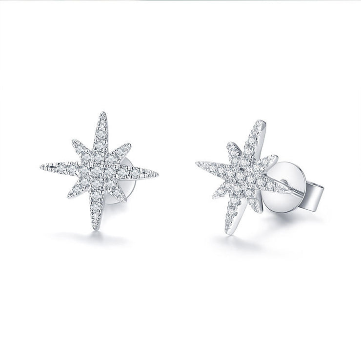 Moissanite 925 Silver Six Pointed Star Stud Earrings