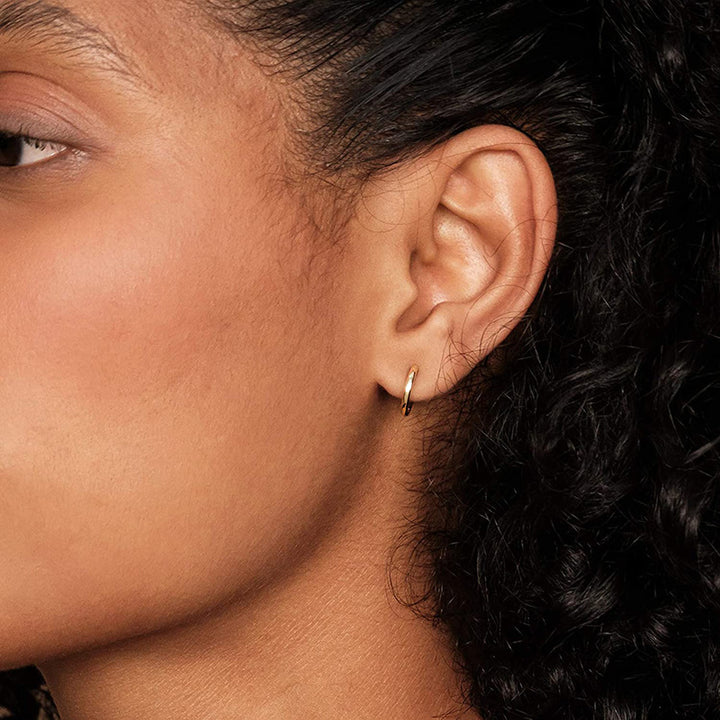 14K Gold on Recycled Sterling Silve Mini Huggie Hoops