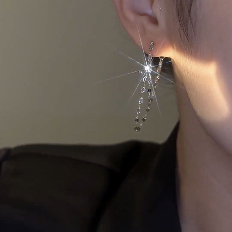 Double Glittering Tussle Earrings