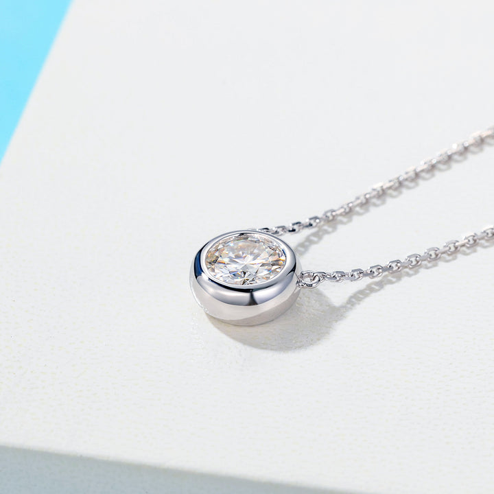 Bezel Solitaire Moissanite Necklace