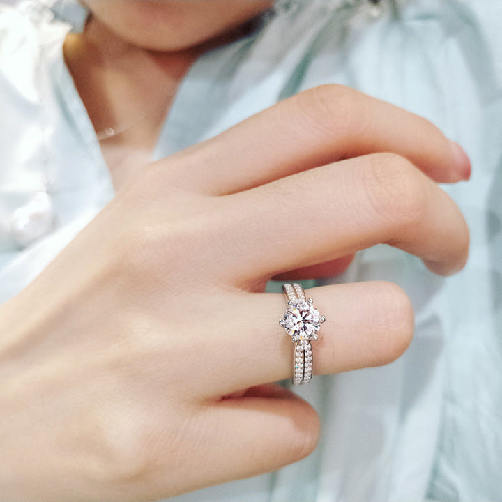 Lumina Double-Pavé Moissanite Solitaire Ring