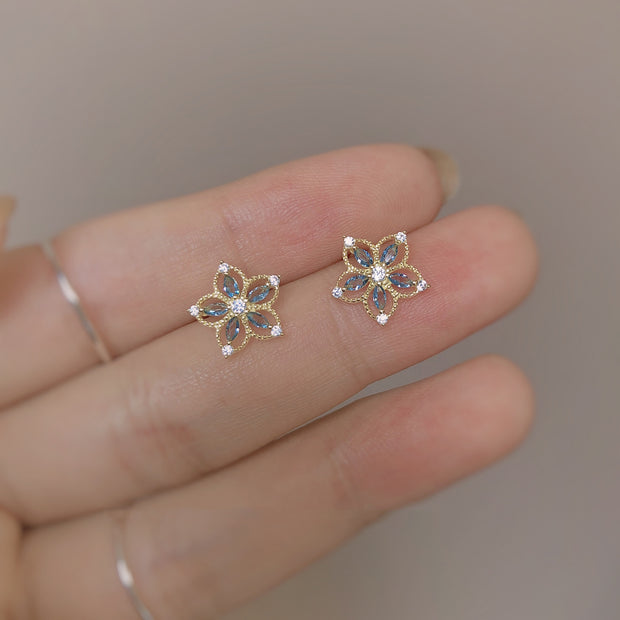 Sterling Silver Sapphire Orchid Earrings