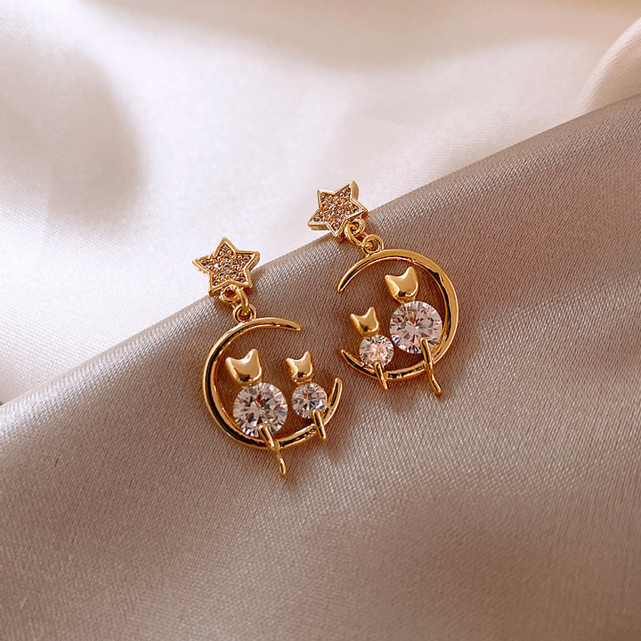 Cat & Moon Earrings