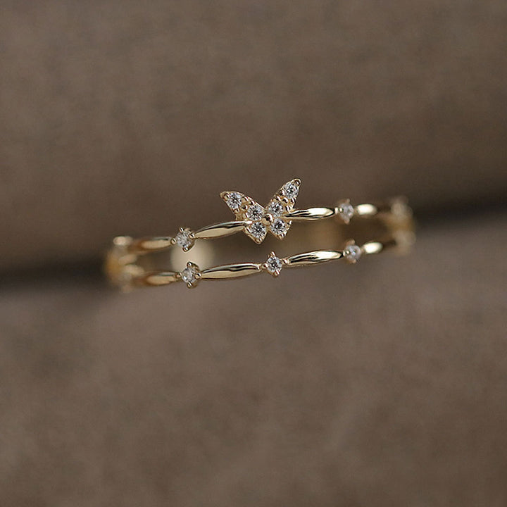 Double Butterfly Zirconia Ring
