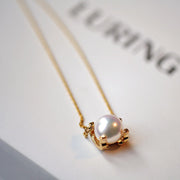 s925 Sterling Silver "Bull's Head Pearl" Necklace