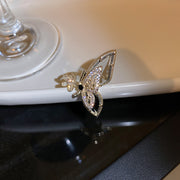 Crystal Flower Butterfly Ring