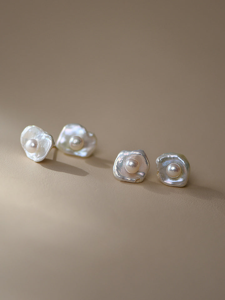Baroque Pearl Earrings in 925 Sterling Silver