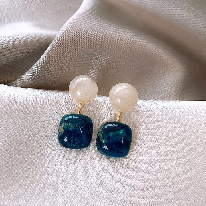 Glazed Misty Blue Chic Earrings