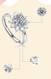 Moissanite 925 Silver Sunflower Ring