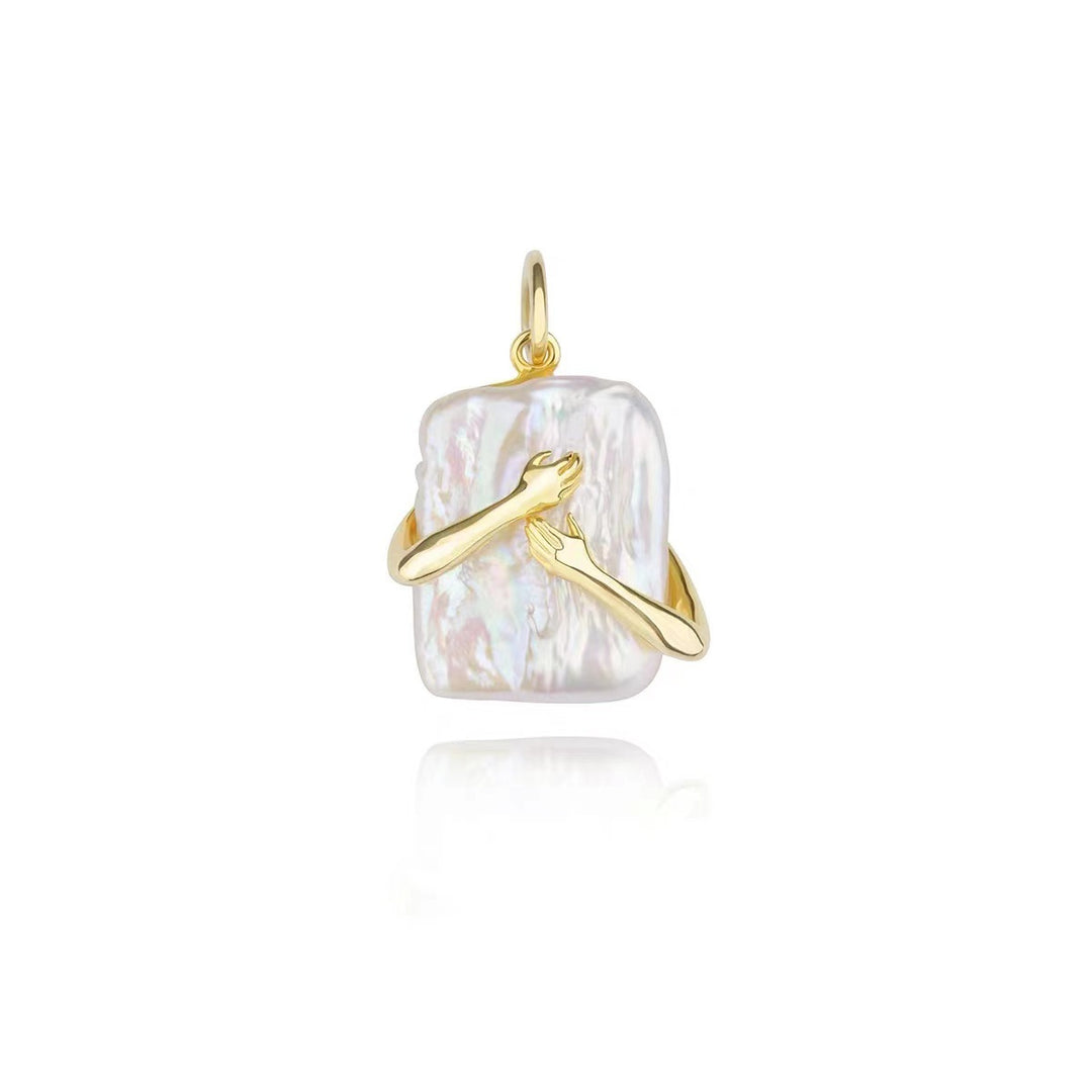 925 sterling silver baroque pearl pendant embrace necklace