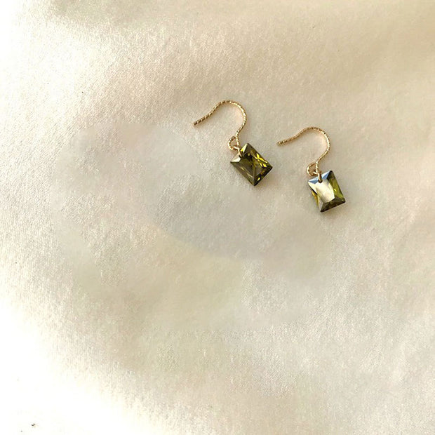 S925 Sterling Silver Green Zirconia Earrings