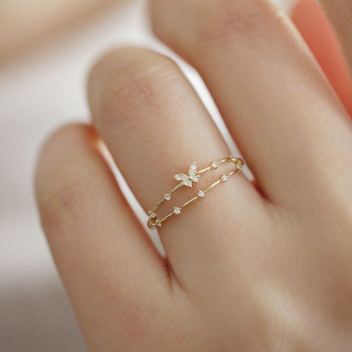 Double Butterfly Zirconia Ring