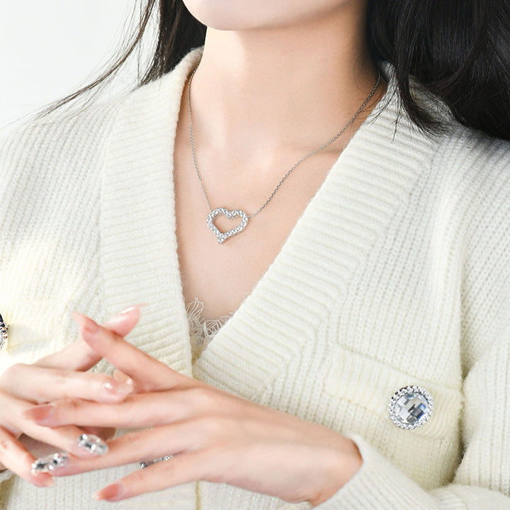 Open Heart Pavé Moissanite Necklace