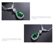 Laboratory square diamond emerald whale drop silver necklace