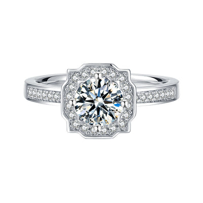 Moissanite 925 Silver Square Ring