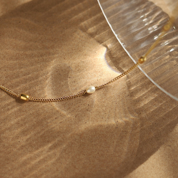 Freshwater Pearl and Rice Bead Necklace