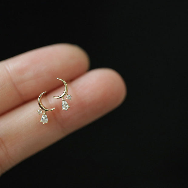 925 Sterling Silver Mini Moon Earrings