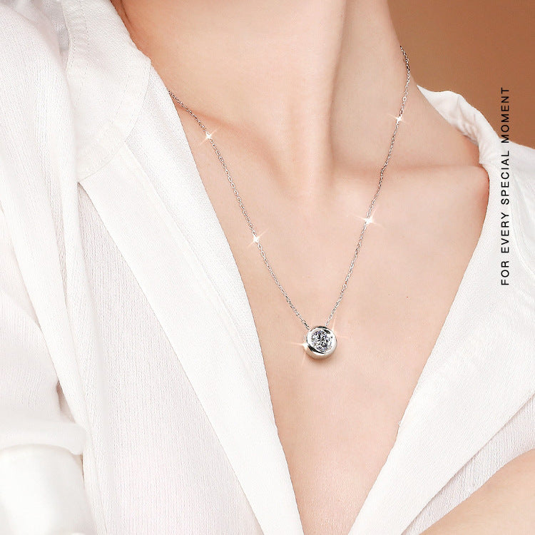 Bezel Solitaire Moissanite Necklace