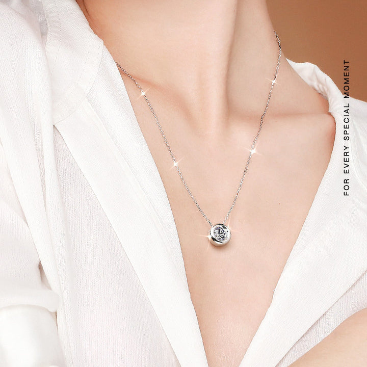 Bezel Solitaire Moissanite Necklace