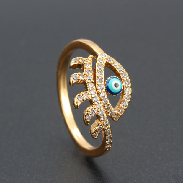 Crystal Blue Evil Eye Ring