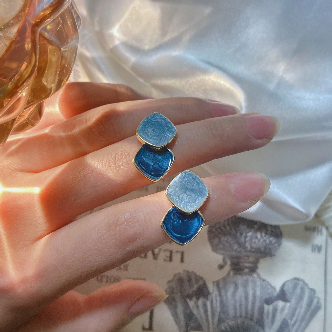 Oil Paint" Blue Earrings