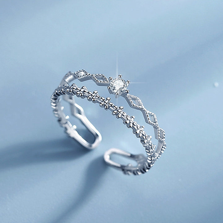 Silver Layered Flower Ring