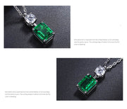 Laboratory Square Diamond Emerald Square Diamond Silver Necklace