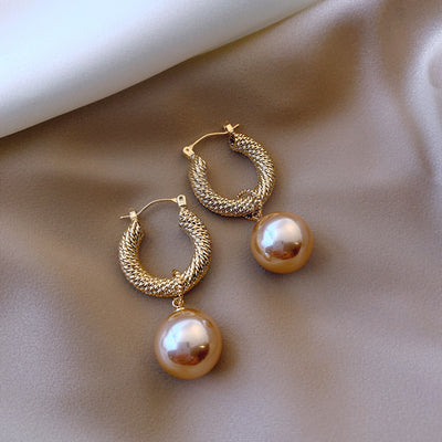 Vintage Metal Pearl Earrings