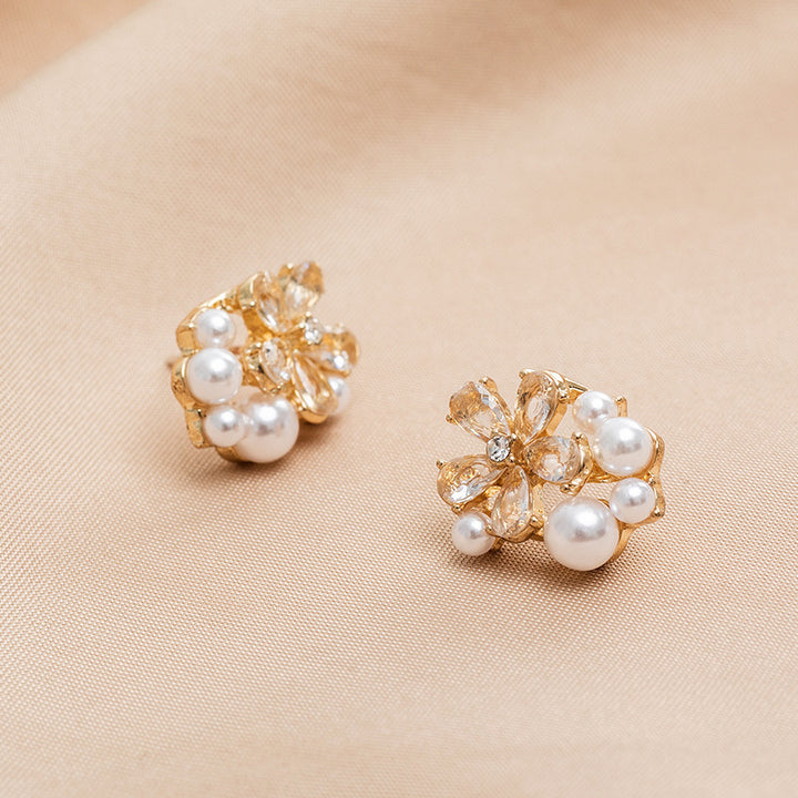 Crystal & Pearl Flower Earrings