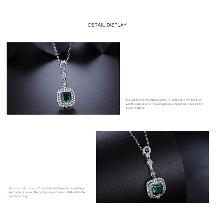 Art Deco Emerald & Moissanite Drop Necklace