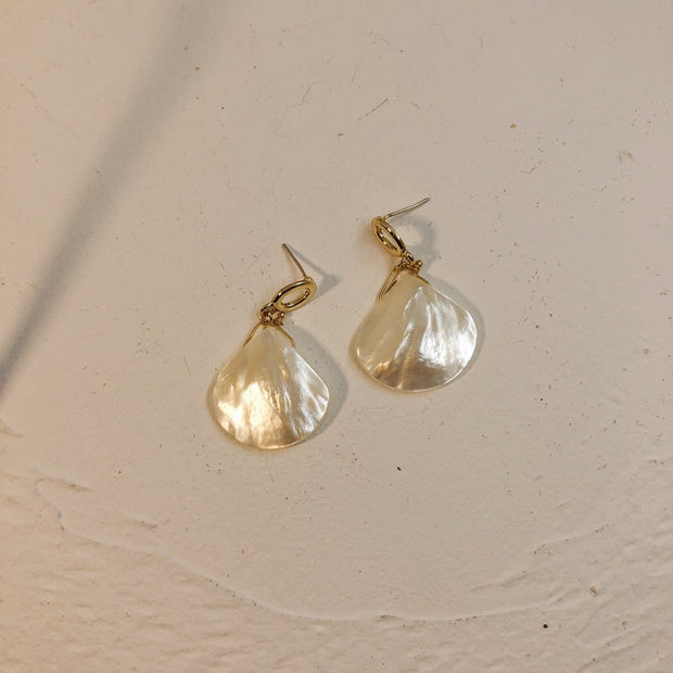 Shell fan-shaped geometric retro handmade earrings
