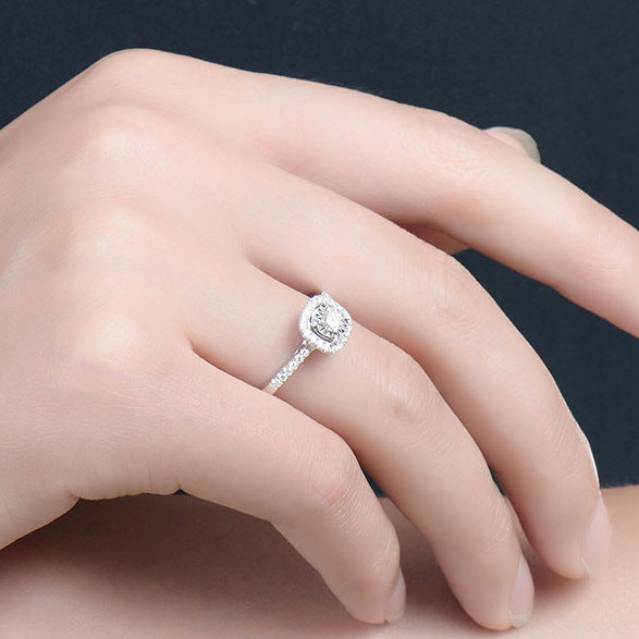 Cushion Halo Round Moissanite Engagement Ring