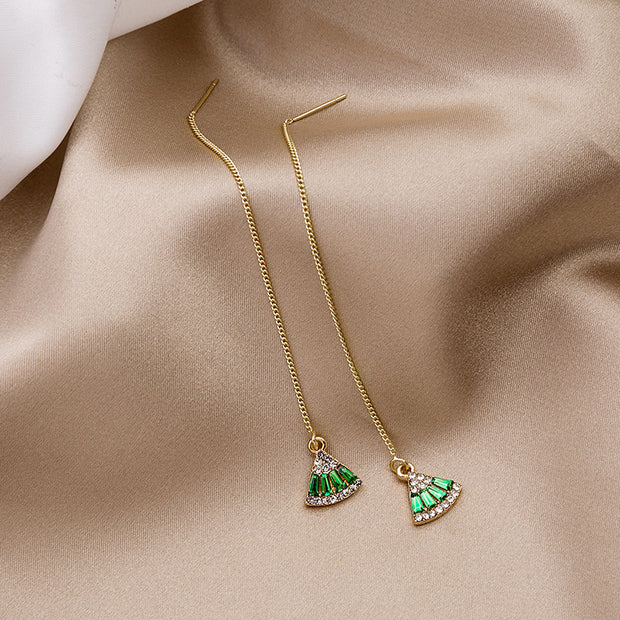 Vintage Emerald Scalloped Earrings