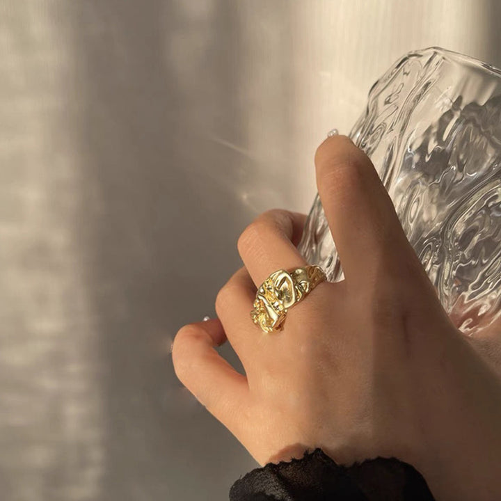 Metal Folded Lava Ring