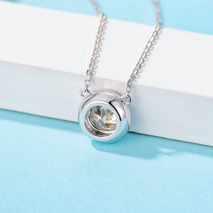 Bezel Solitaire Moissanite Necklace