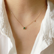Vintage Emerald Sugar Cube Pendant Necklace
